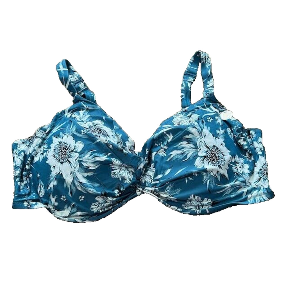 Artesands Fleur Du Champ Monet Soft Cup Underwire‎ Bikini Top Floral Blue 20 NWT